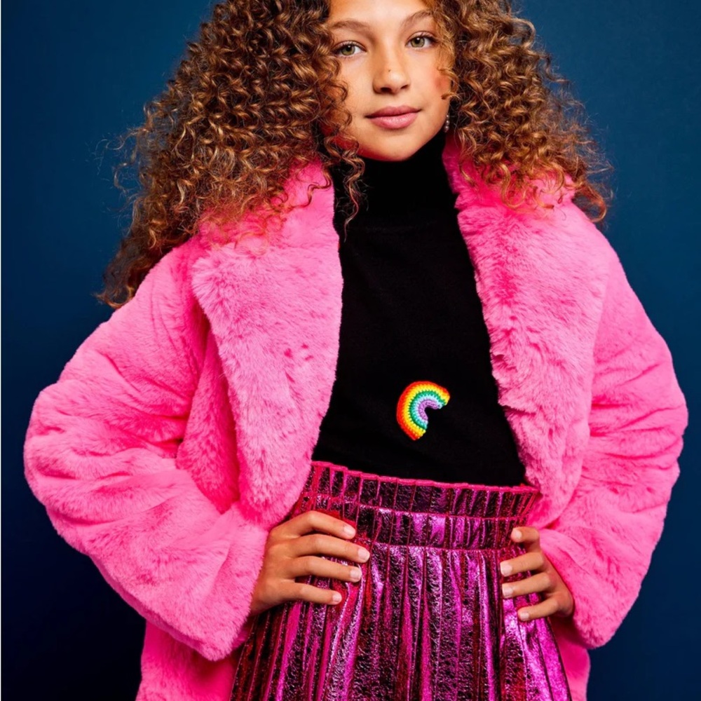 Lola + The Boys Hot Pink Faux Fur Coat - Picture 5 of 5